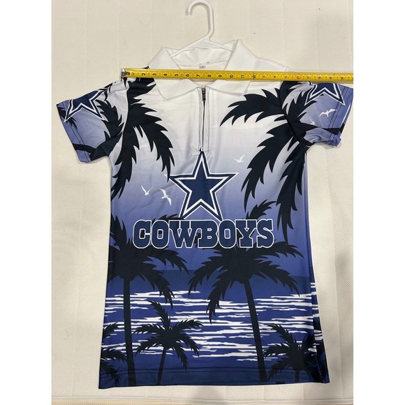 Dallas Cowboys Shirt Palm Tree Graphic Quarter Zip Short Sleeve Size S‎ - Picture 4 of 5
